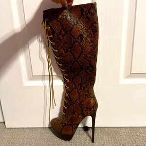 Thigh high sexy snake skin boots